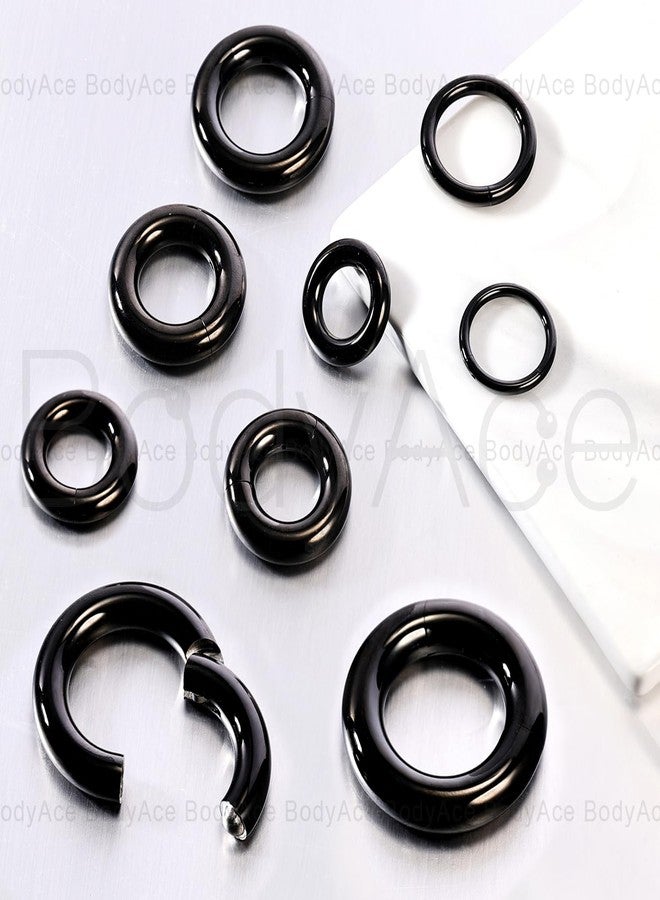 BodyAce Black Hinged Segment Clicker PA Rings, 2G 4G 6G 8G 10G 12G Large Spring Action BCR Rings, Surgical Steel Septum Nose Rings Ear Gauges Earrings Hoops [6G(4mm),Hoops:8mm] - Image 4